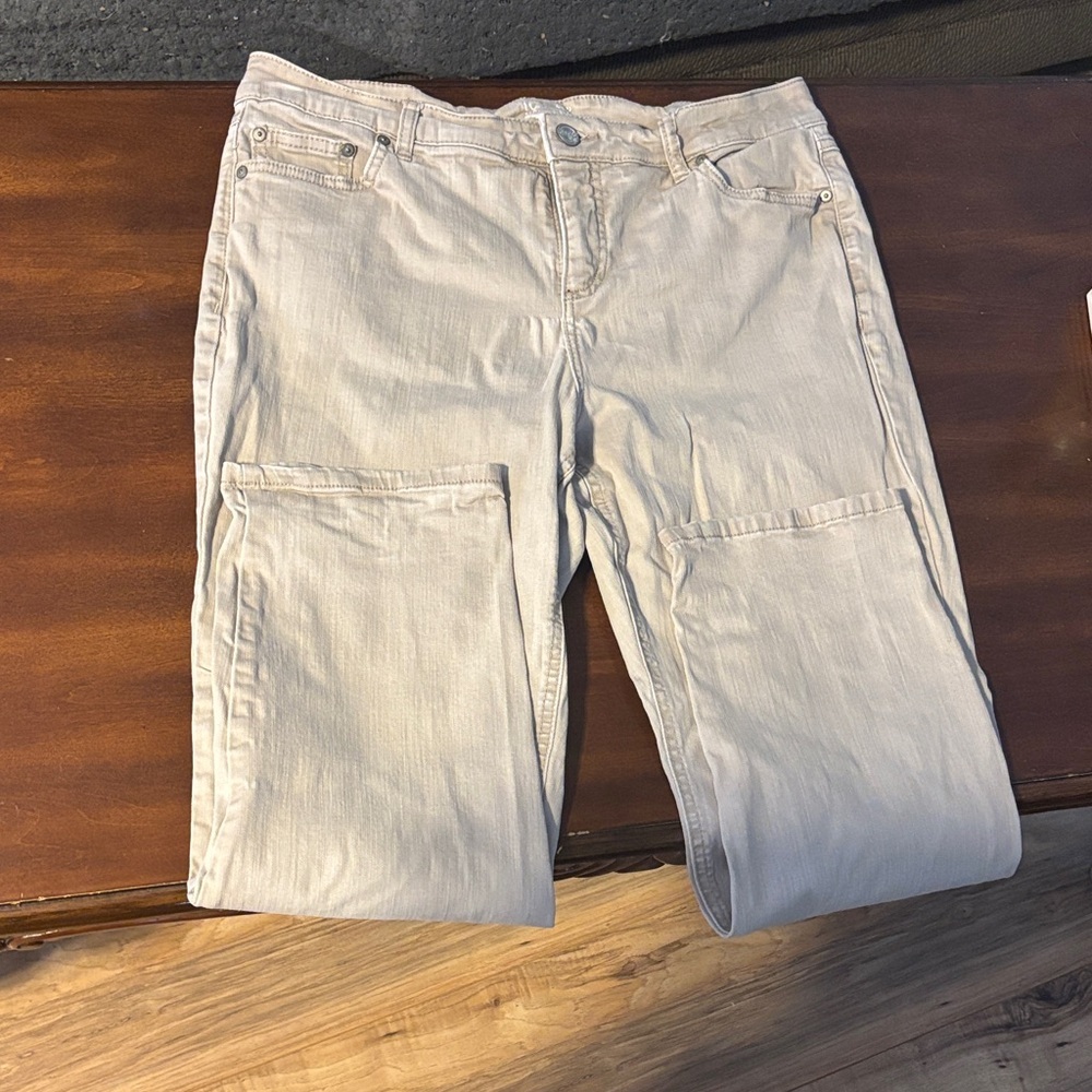 Terra & Sky Women's Straight Leg Cream Jeans